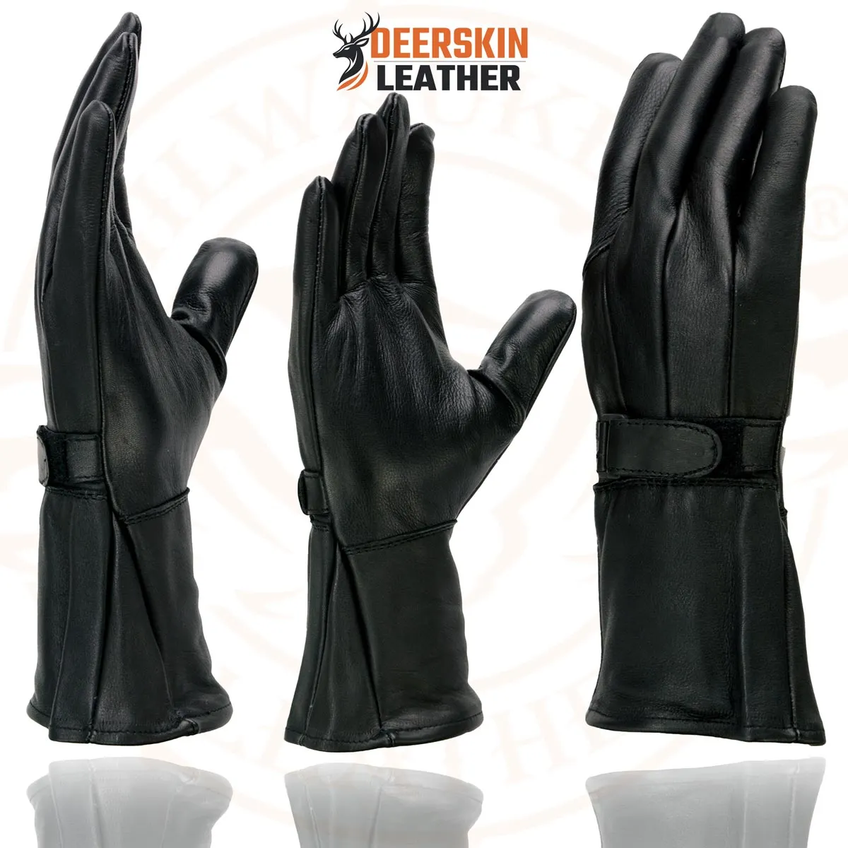 Milwaukee Leather Men's Gauntlet Motorcycle Hand Gloves-Deerskin