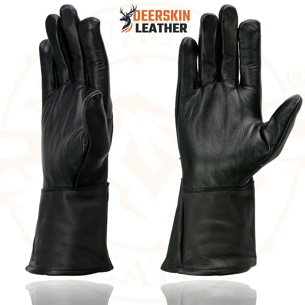 Milwaukee Leather Men's Gauntlet Motorcycle Hand Gloves-Deerskin