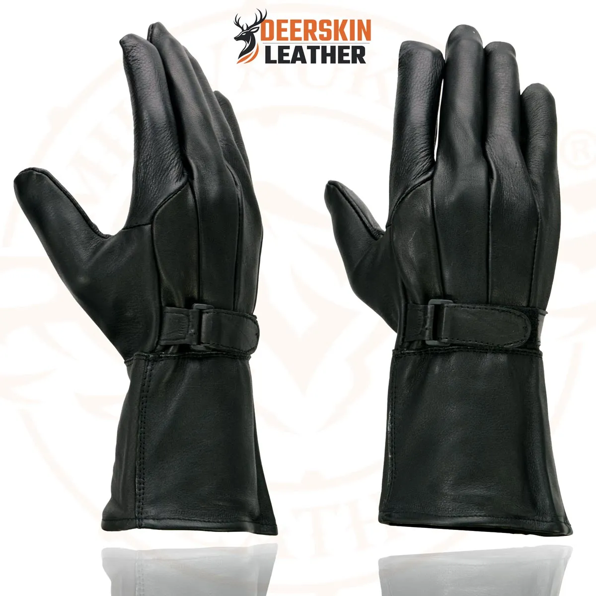 Milwaukee Leather Men's Gauntlet Motorcycle Hand Gloves-Deerskin