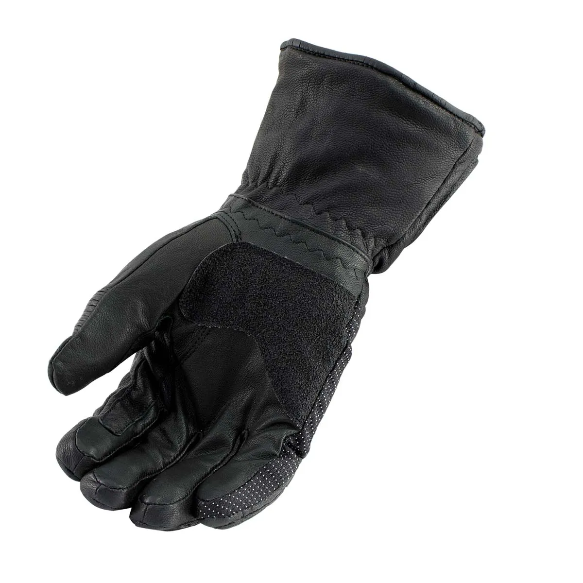 Milwaukee Leather SH752 Men's Black Breathable ‘Gauntlet’ Leather Gloves