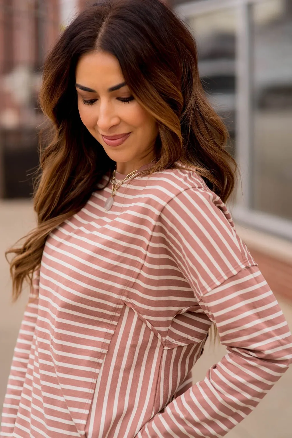 Mixed Stripes Side Accented Tee