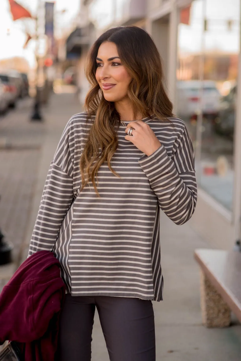 Mixed Stripes Side Accented Tee