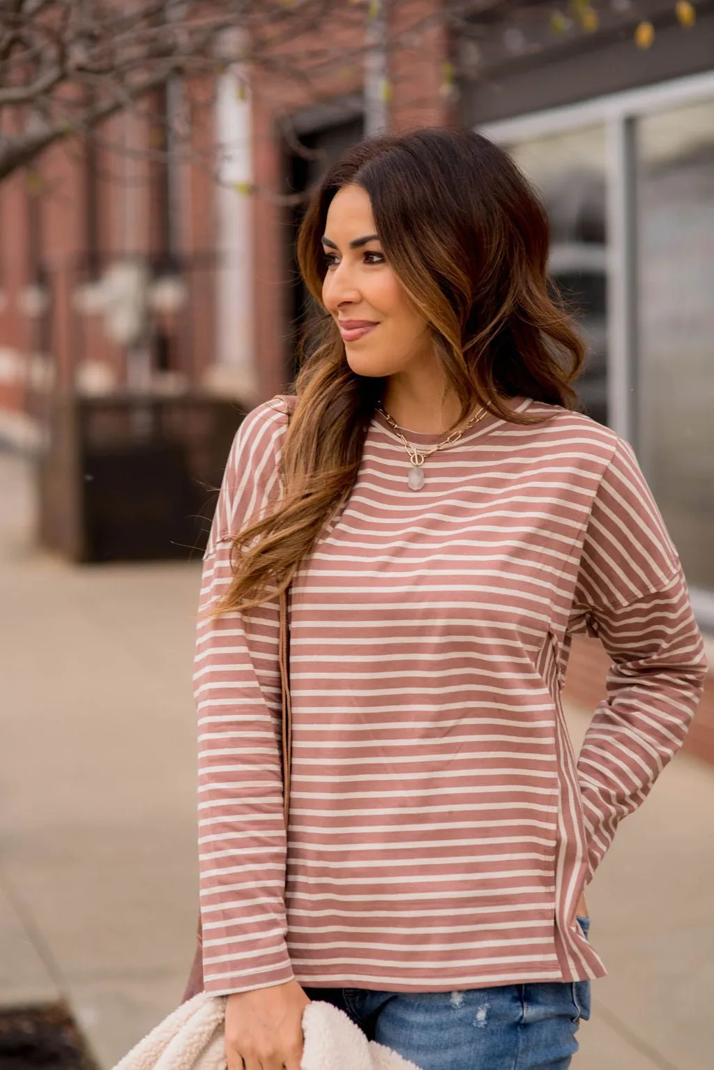 Mixed Stripes Side Accented Tee