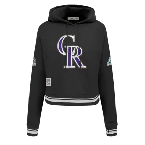 MLB COLORADO ROCKIES RETRO CLASSIC WOMEN'S RIB CROPPED PO HOODIE (BLACK)