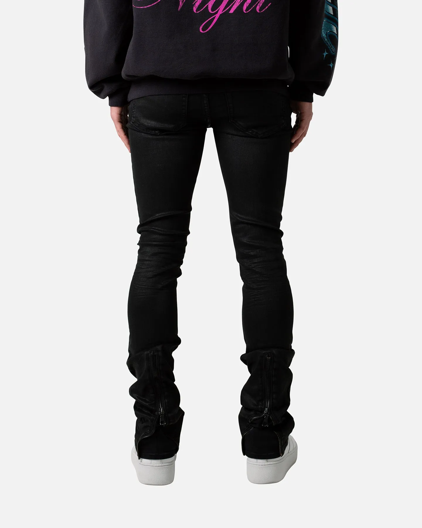 MNML X491 Convertible Skinny Denim Jeans Waxed Black