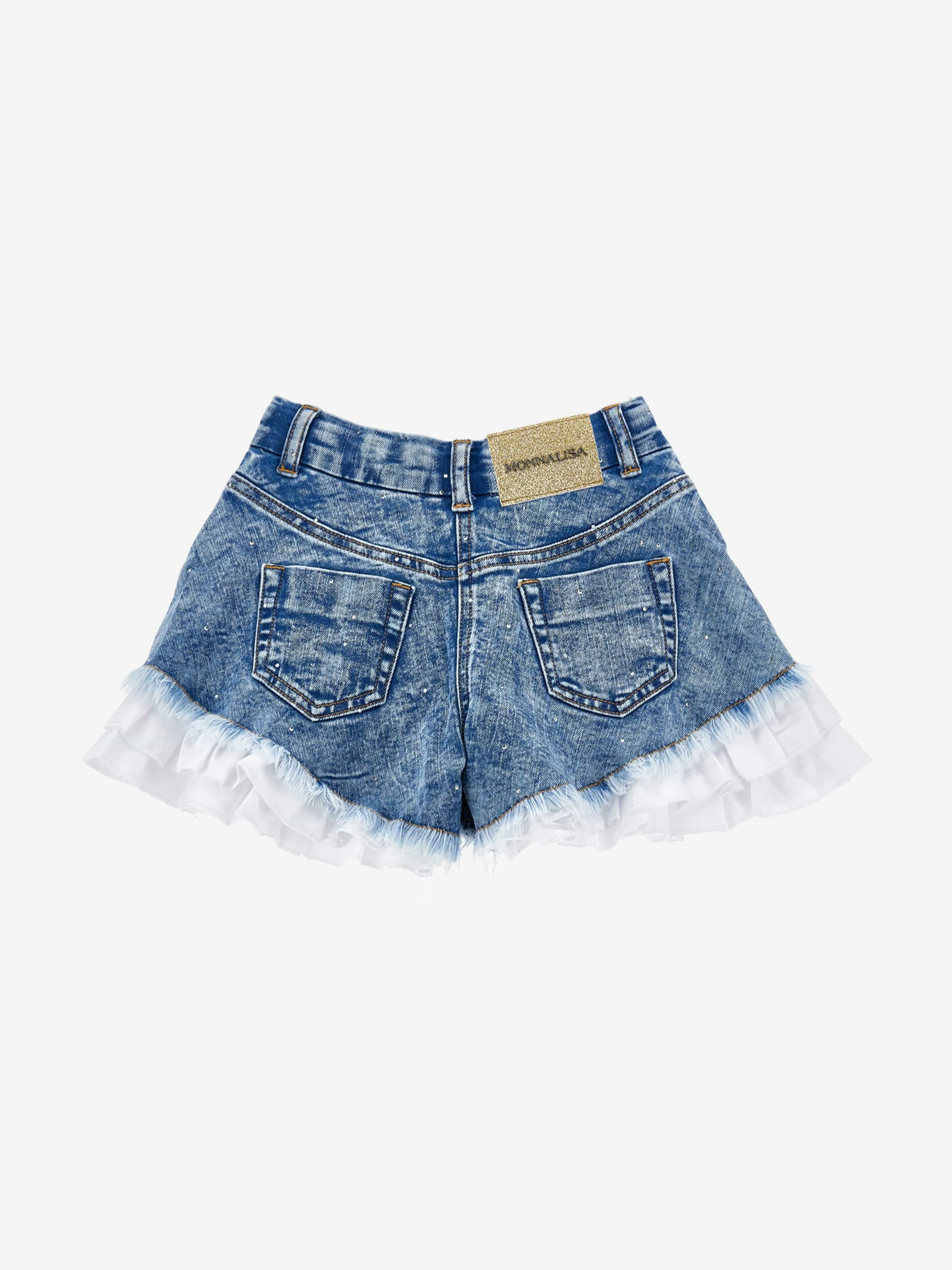 Monnalisa Girls Denim Flared Shorts in Blue