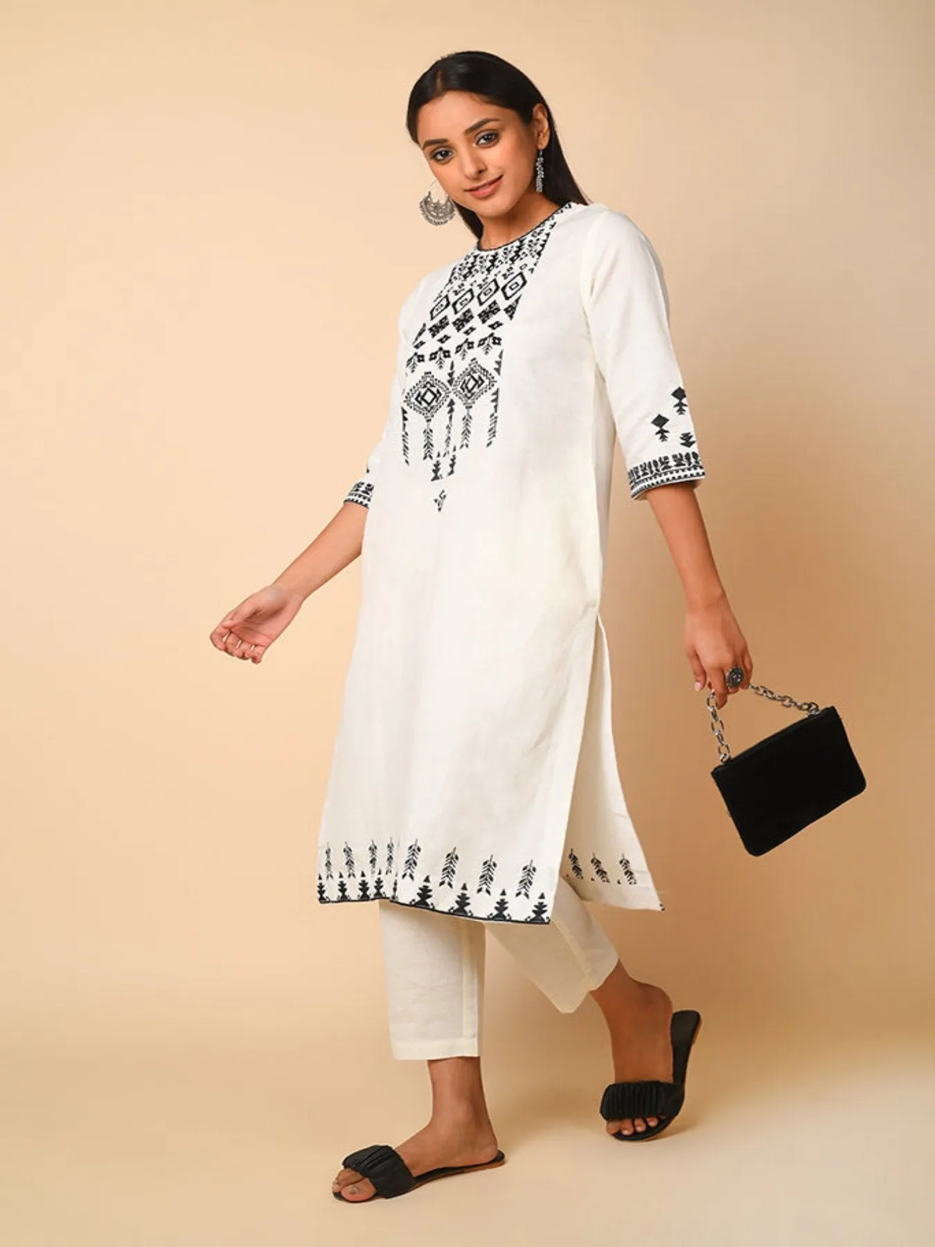 Monochrome Linen Kurta Set