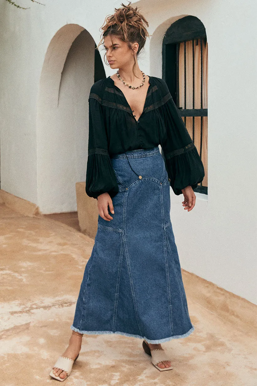 Muse Denim Maxi Skirt