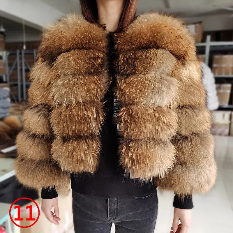 Natural Real Fox Fur Coat Women Winter Warm Luxury Fur Jacket Detachable Long Sleeves Female Vest Furry Coats