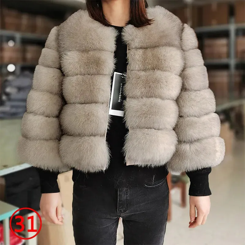 Natural Real Fox Fur Coat Women Winter Warm Luxury Fur Jacket Detachable Long Sleeves Female Vest Furry Coats