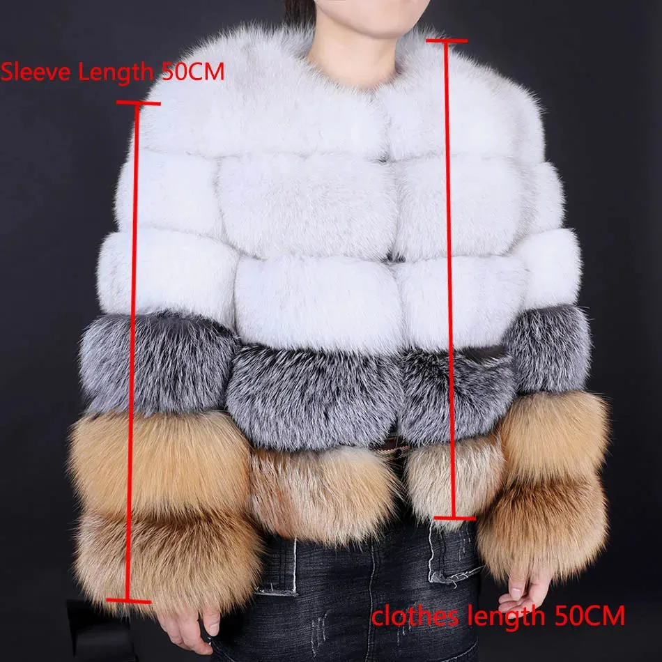 Natural Real Fox Fur Coat Women Winter Warm Luxury Fur Jacket Detachable Long Sleeves Female Vest Furry Coats