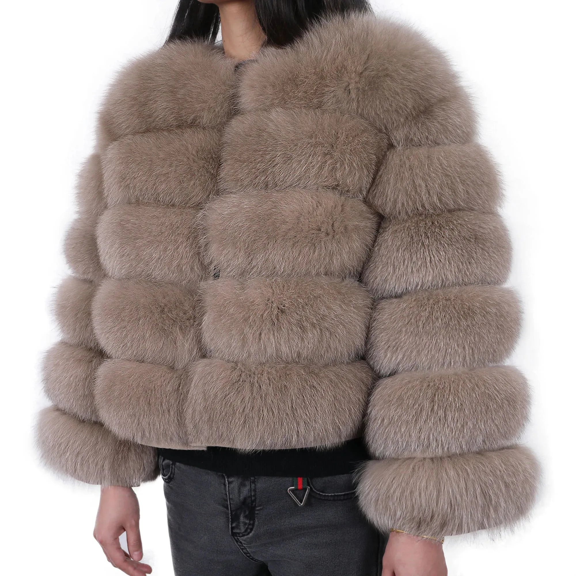 Natural Real Fox Fur Coat Women Winter Warm Luxury Fur Jacket Detachable Long Sleeves Female Vest Furry Coats