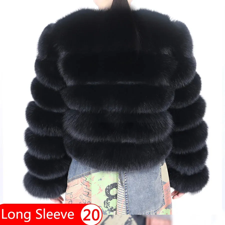 Natural Real Fox Fur Coat Women Winter Warm Luxury Fur Jacket Detachable Long Sleeves Female Vest Furry Coats