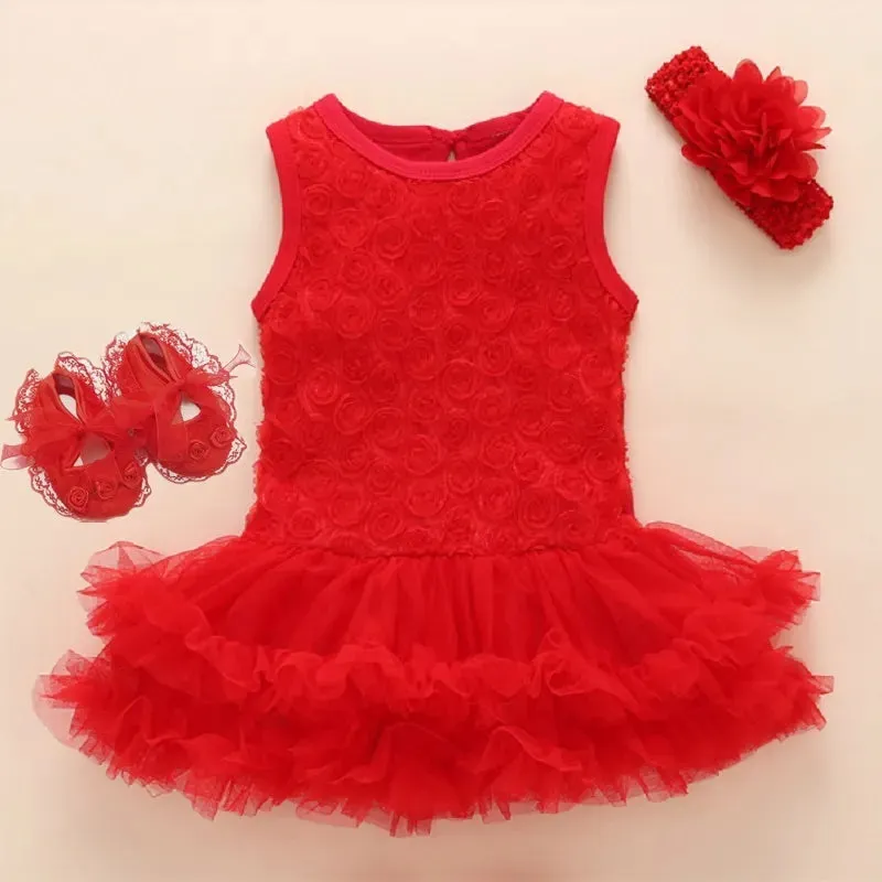 New Born Baby Girls Infant Dress&clothes Summer Kids Party Birthday Outfits 1-2years Shoes Set Christening Gown Baby Jurk Zomer 240417