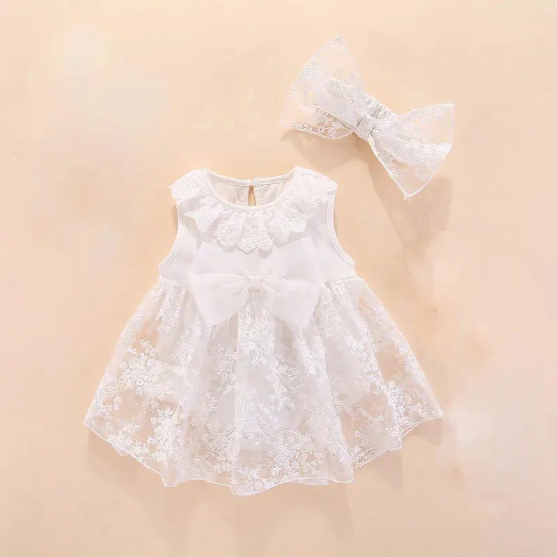 New Born Baby Girls Infant Dress&clothes Summer Kids Party Birthday Outfits 1-2years Shoes Set Christening Gown Baby Jurk Zomer 240417