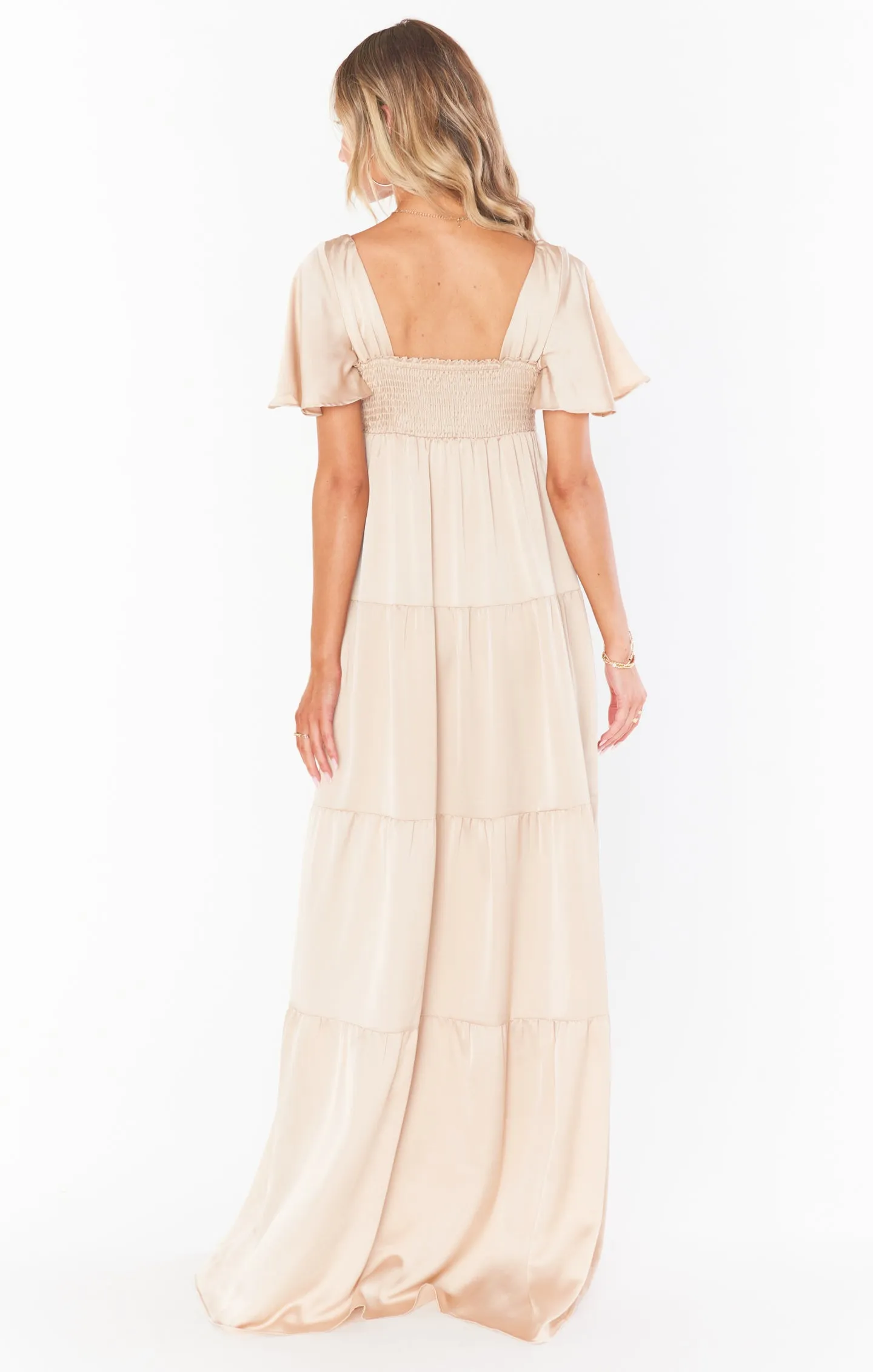 Nicole Maxi Dress ~ Champagne Luxe Satin