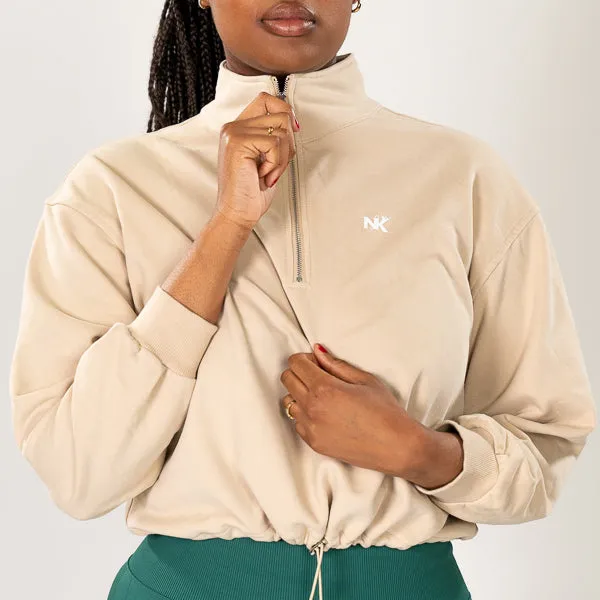 NK Deluxe - Beige Oversize Crop