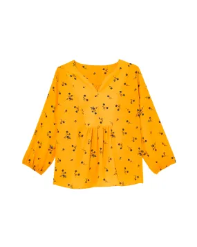 Noeli V Neck Blouse | Yellow / Navy