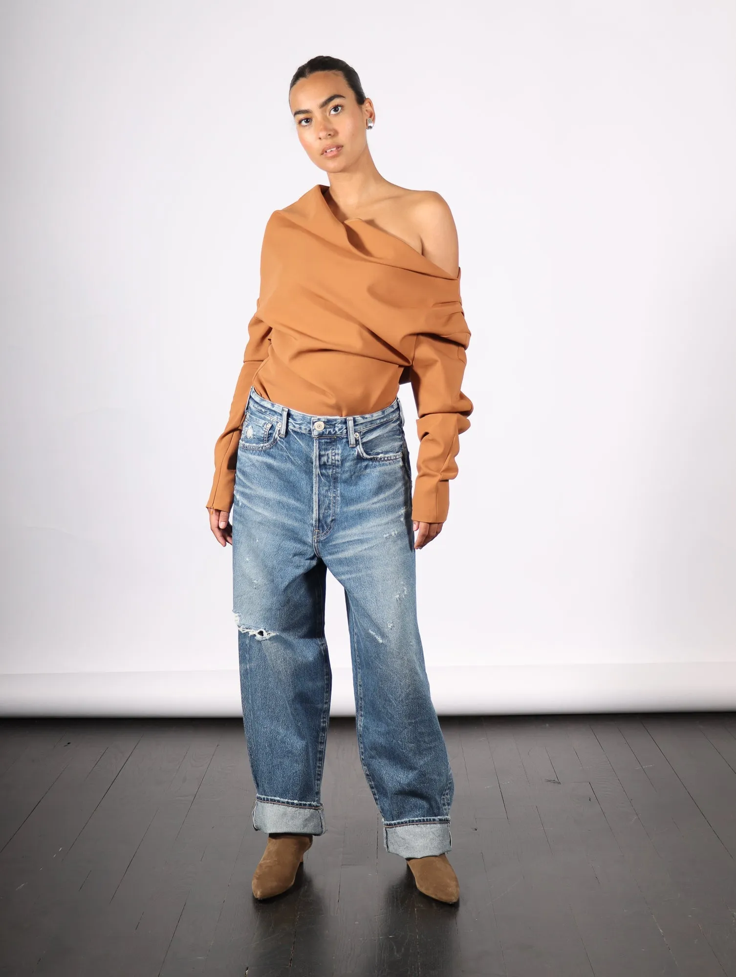 Off Shoulder Asymmetric Top in Ginger by A.W.A.K.E. Mode