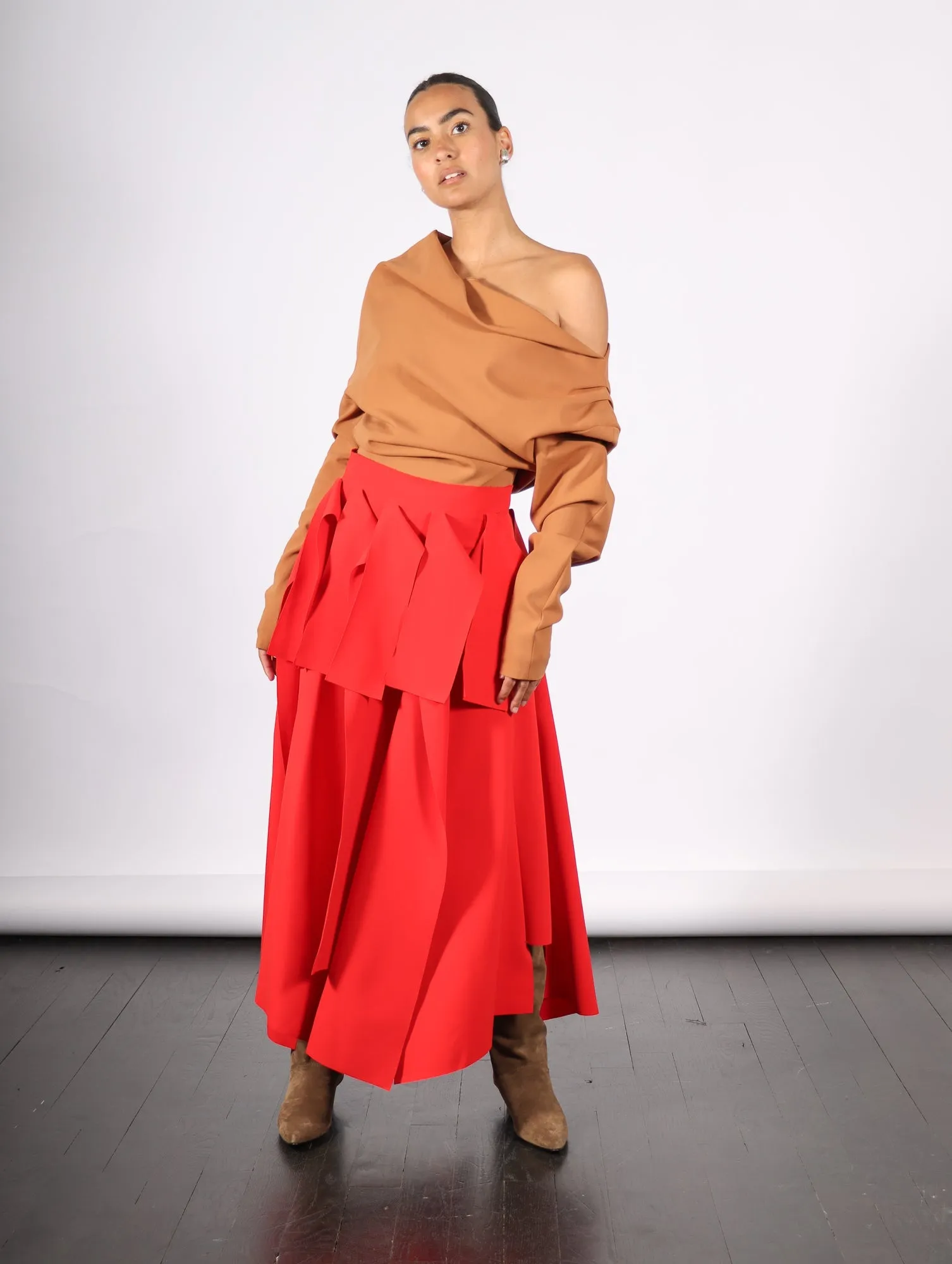 Off Shoulder Asymmetric Top in Ginger by A.W.A.K.E. Mode