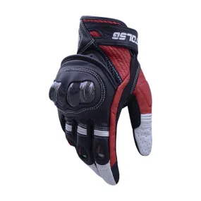 One Pair Genuine Leather Motorcycle Gloves with Carbon Fiber Hard Knuckle Touch Screen, Size:XXL(Black)