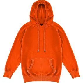 Orange Mens Knit Pullover Hoodie Sweater