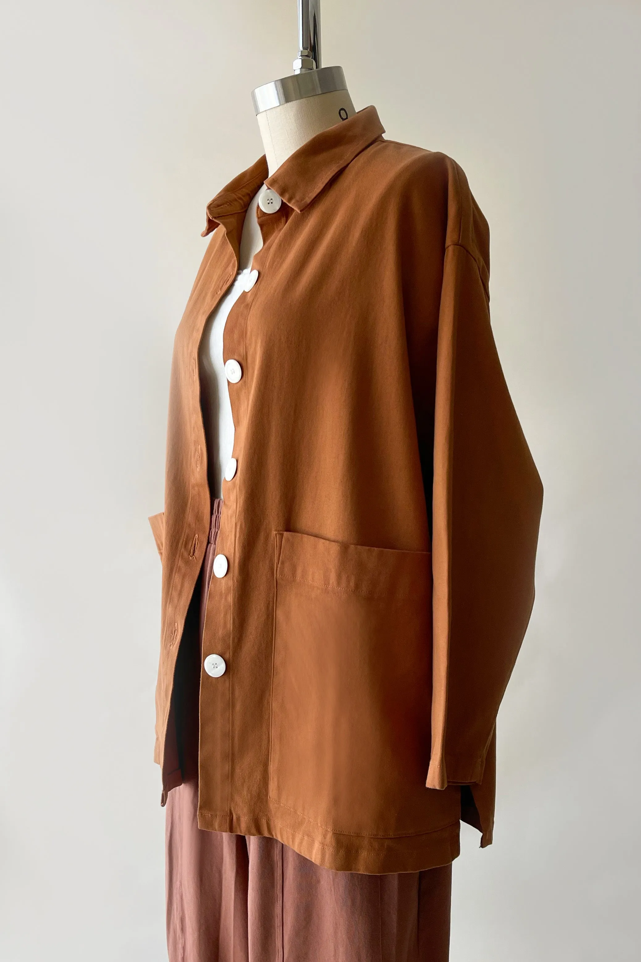 Painters Oversized Shirt Jacket - Saddle Brown