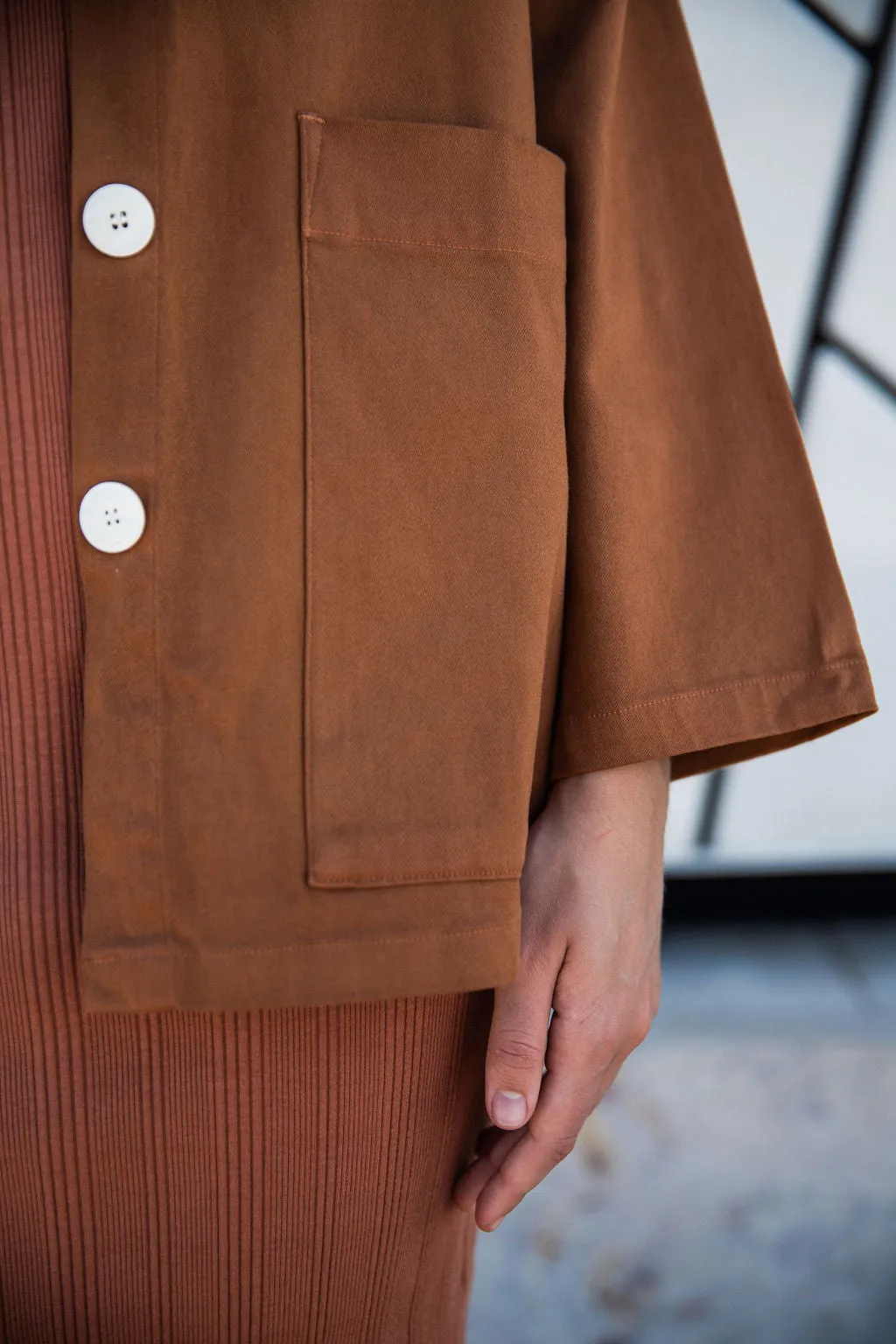 Painters Oversized Shirt Jacket - Saddle Brown