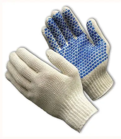 PIP 37-C110BB 7-Gauge Seamless Knit Cotton/Polyester Glove with Double-Sided PVC Brick Pattern Grip, Natural, 1 Dozen