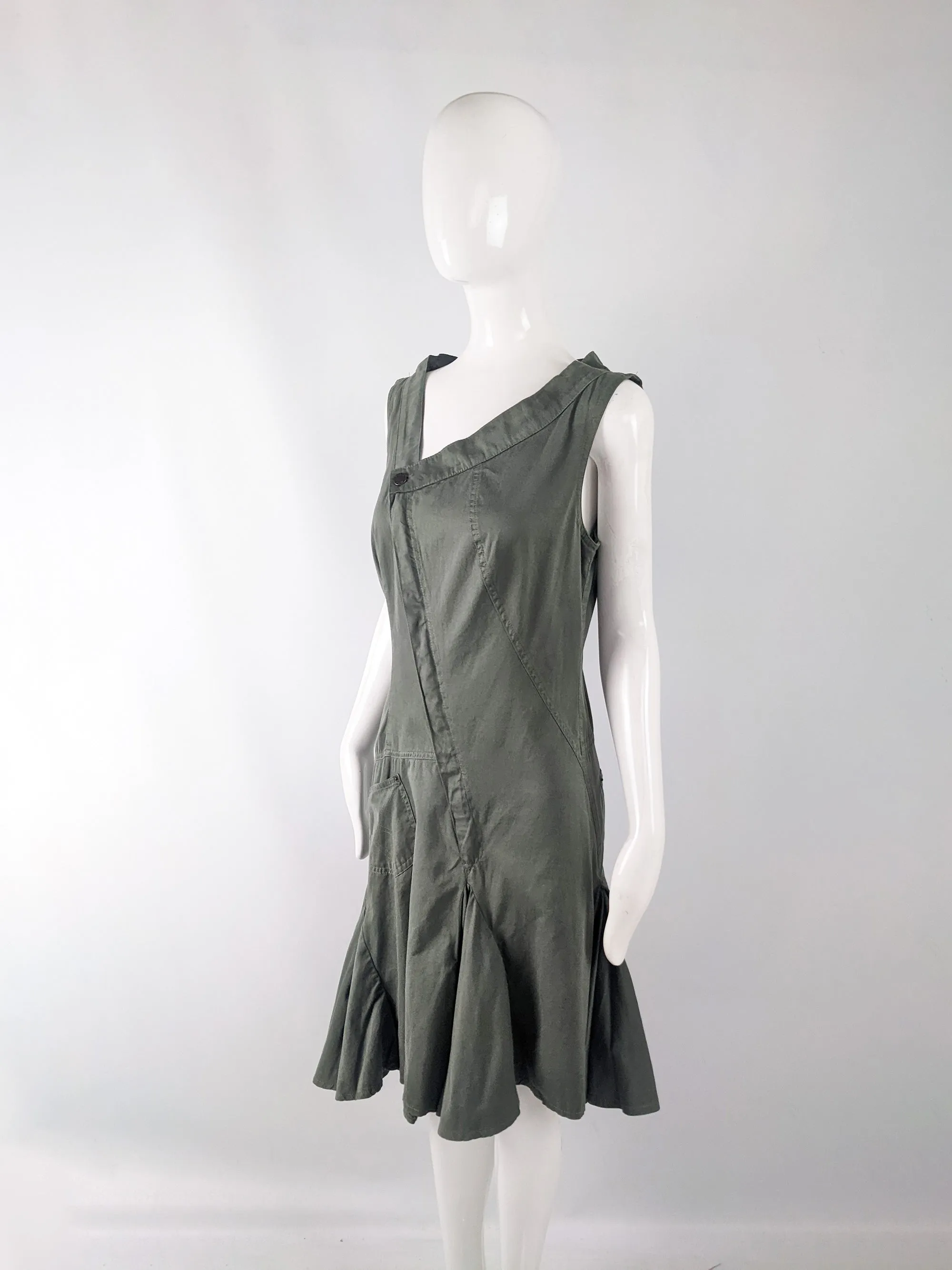 Plein Sud Vintage Green Asymmetrical Cotton Dress