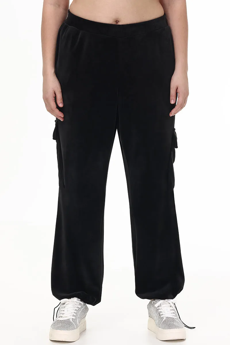 Plus-Size Bling Velour Cargo Pant