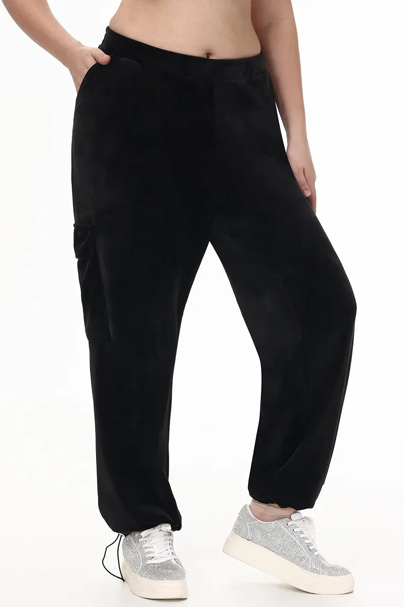 Plus-Size Bling Velour Cargo Pant