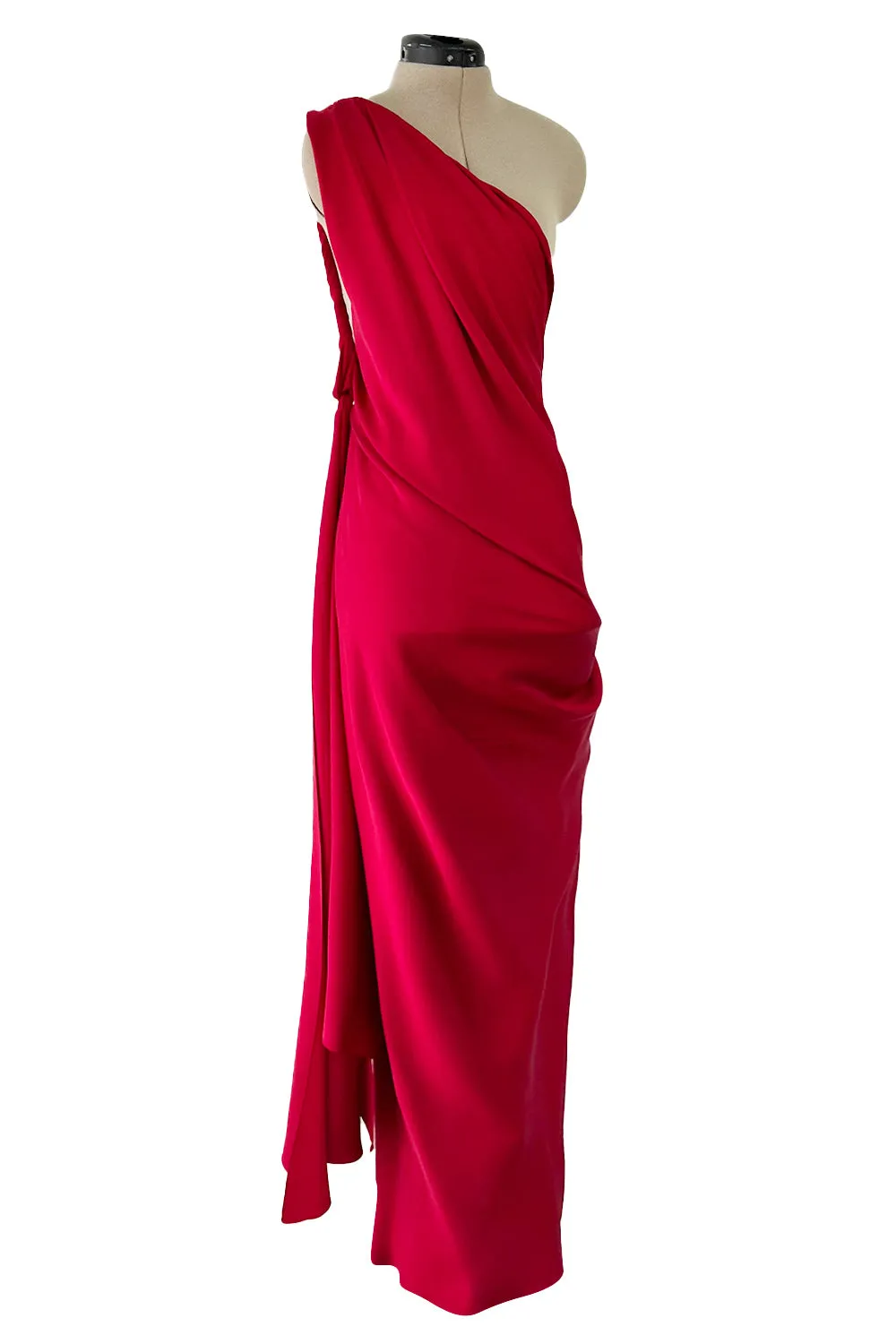 Pre-Fall 2010 Yves Saint Laurent by Stefano Pilati Red One Shoulder Dress