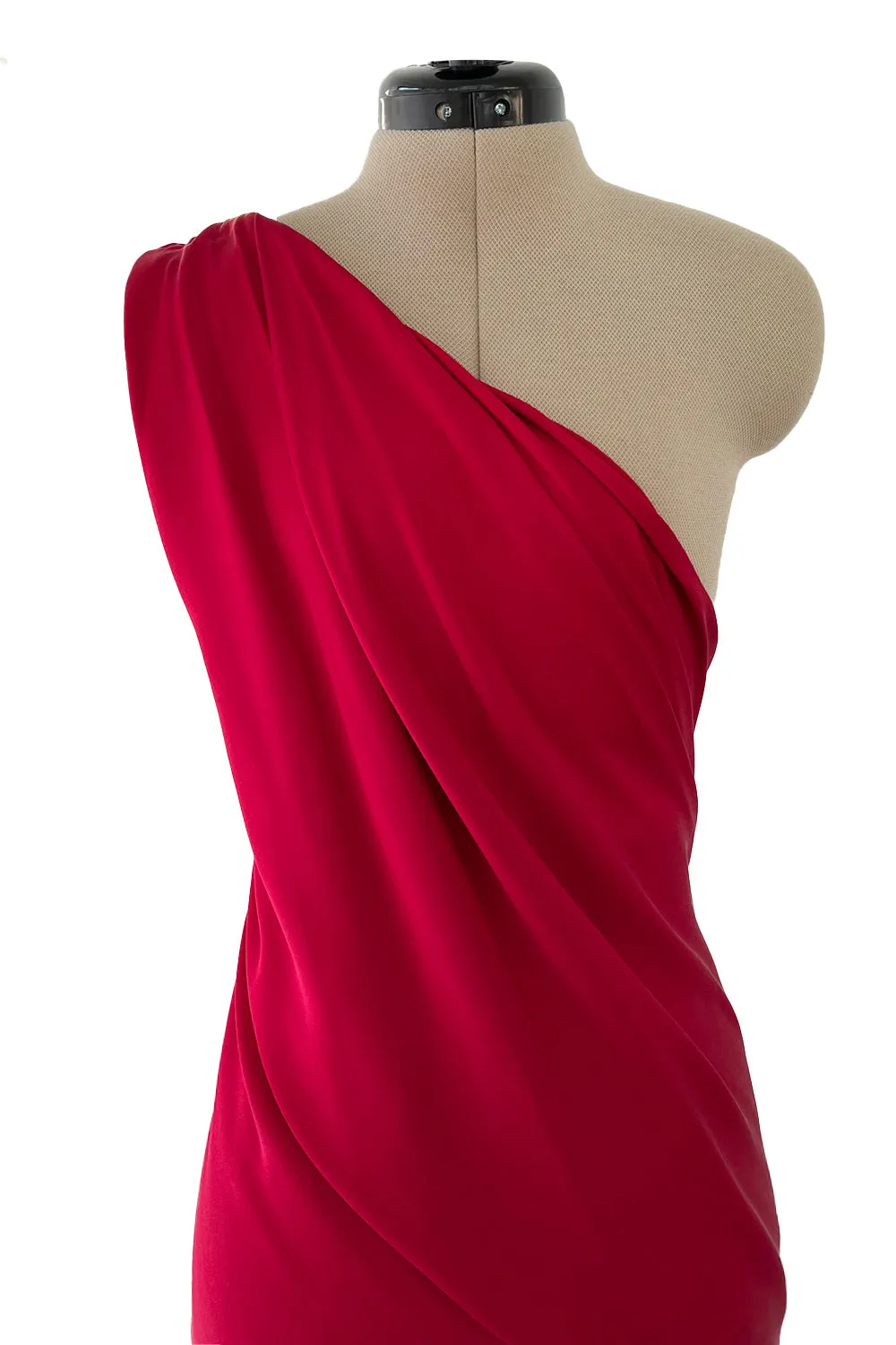 Pre-Fall 2010 Yves Saint Laurent by Stefano Pilati Red One Shoulder Dress