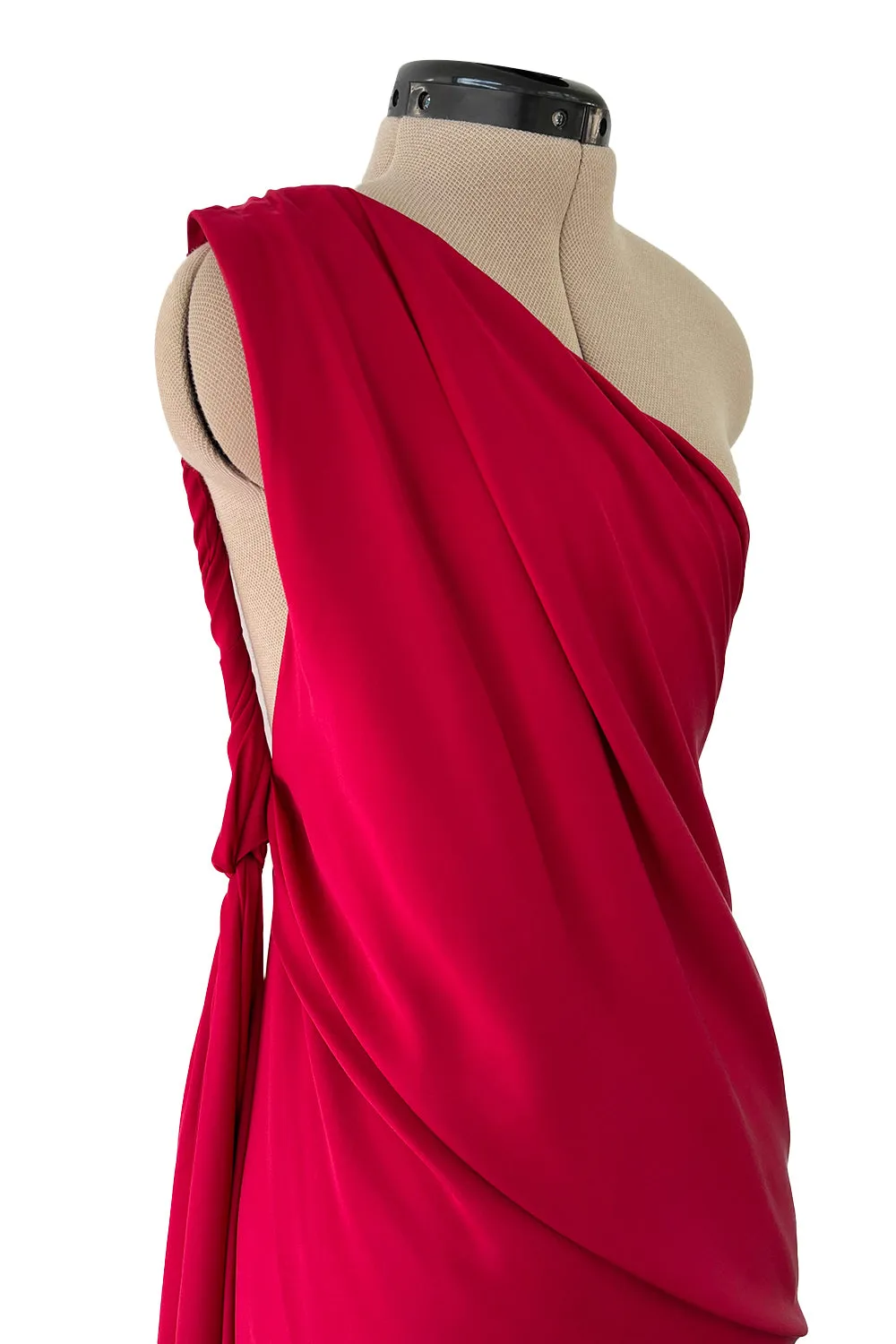 Pre-Fall 2010 Yves Saint Laurent by Stefano Pilati Red One Shoulder Dress