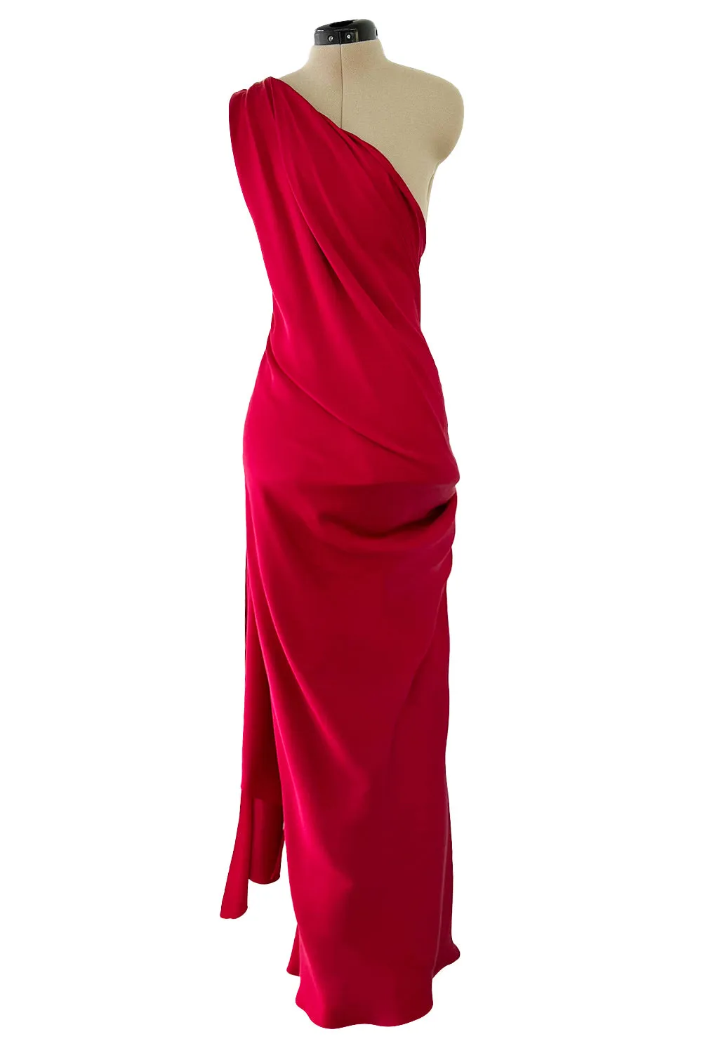 Pre-Fall 2010 Yves Saint Laurent by Stefano Pilati Red One Shoulder Dress