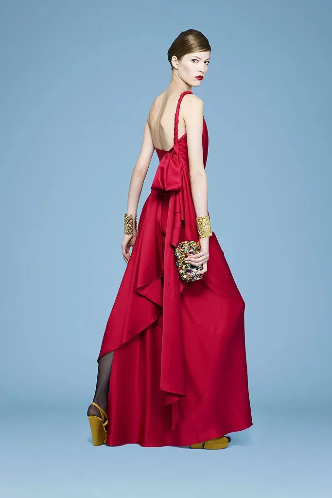 Pre-Fall 2010 Yves Saint Laurent by Stefano Pilati Red One Shoulder Dress