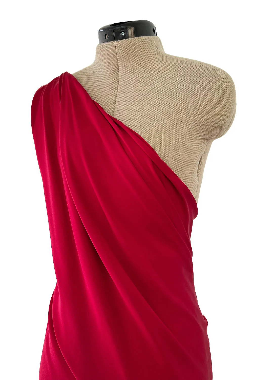 Pre-Fall 2010 Yves Saint Laurent by Stefano Pilati Red One Shoulder Dress