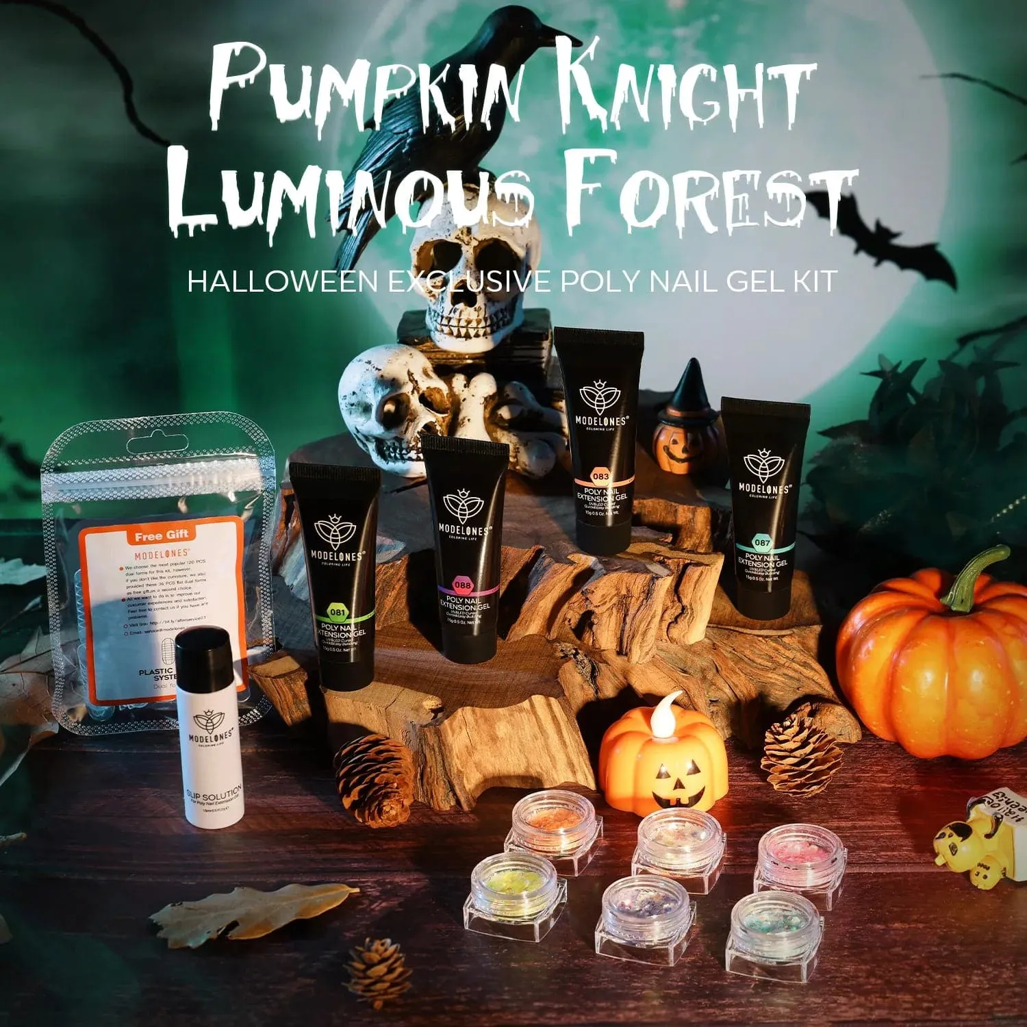 Pumpkin Knight & Luminous Forest - 4 Colors Poly Nail Gel Kit