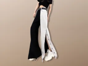 Punk Chained Two Tone Wide Leg Hip Hop Pants