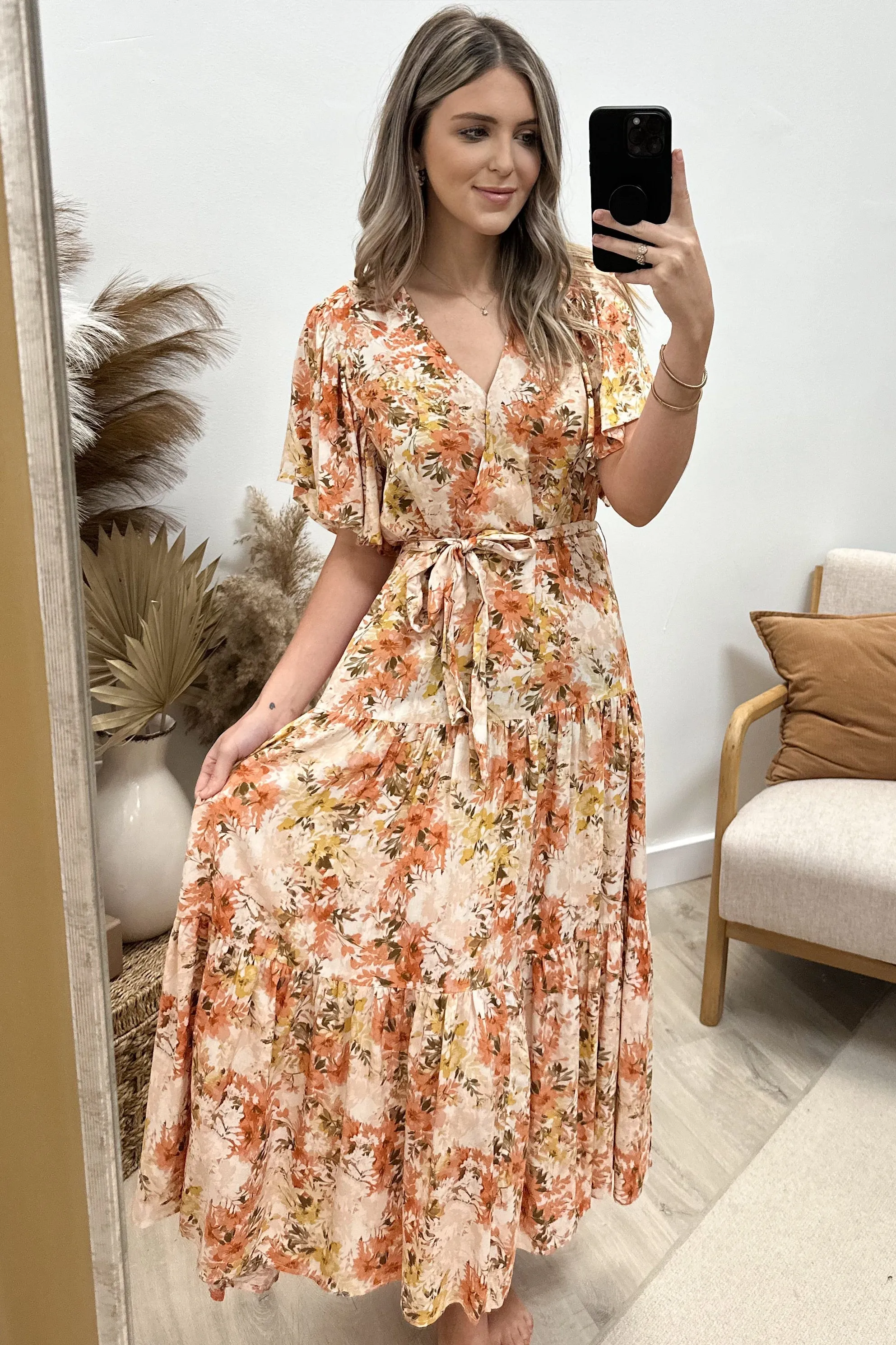 "Blooming With Grace" Maxi Dress (Ginger)