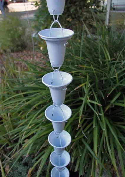 Rain Chain Flared Cup - Aluminum, White