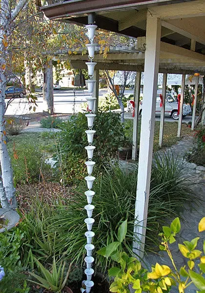 Rain Chain Flared Cup - Aluminum, White