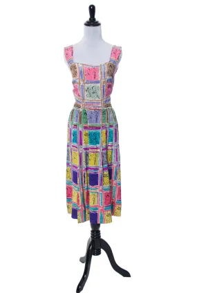 RARE Gilbert Adrian 2 piece silk dress and wrap top native novelty print SOLD