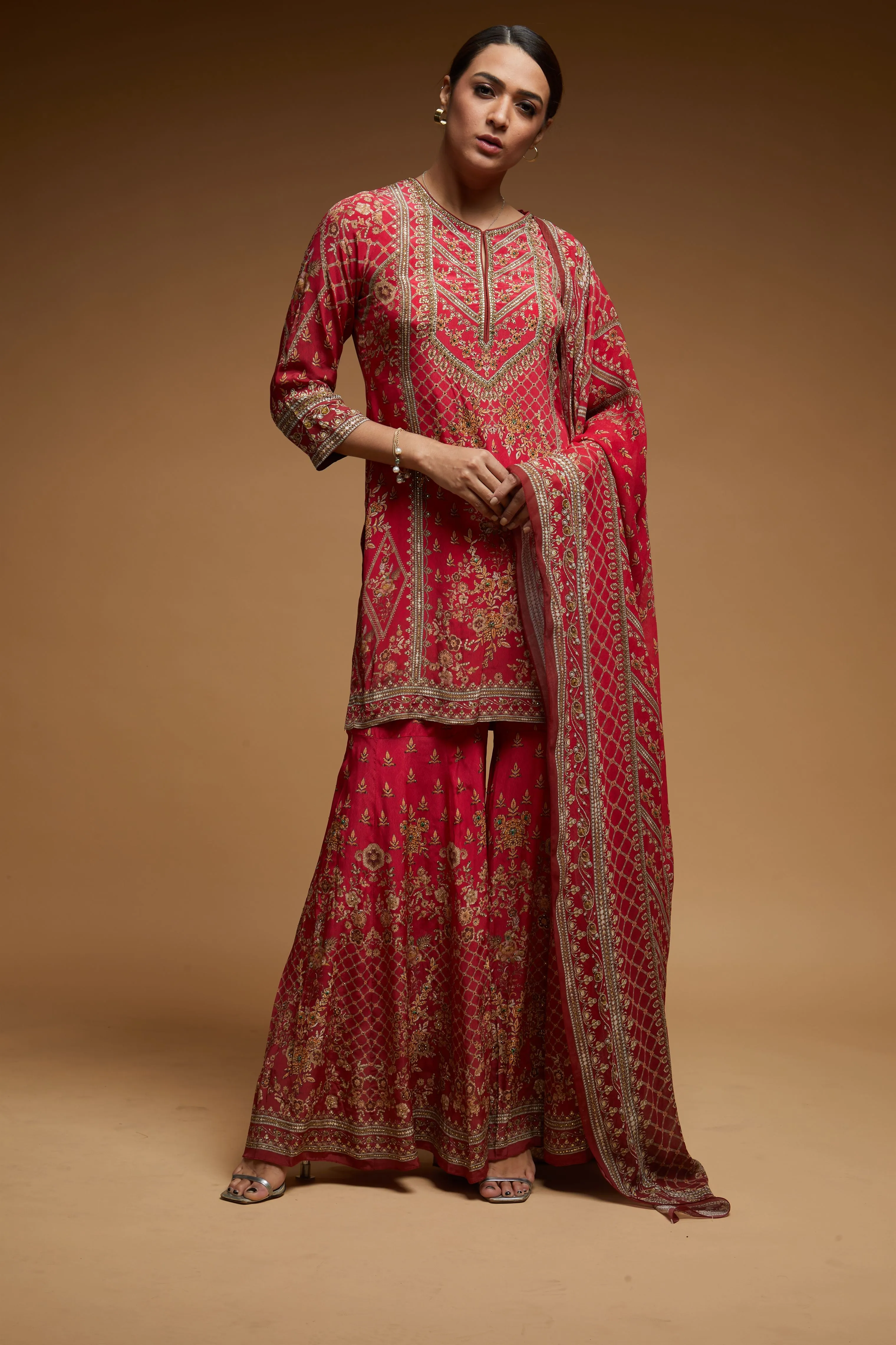 Red Color Sharara