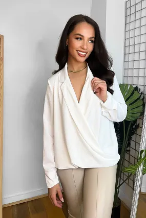 Relased Fit Wrap Crepe Blouse