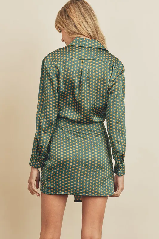 Retro Dot Wrap Dress