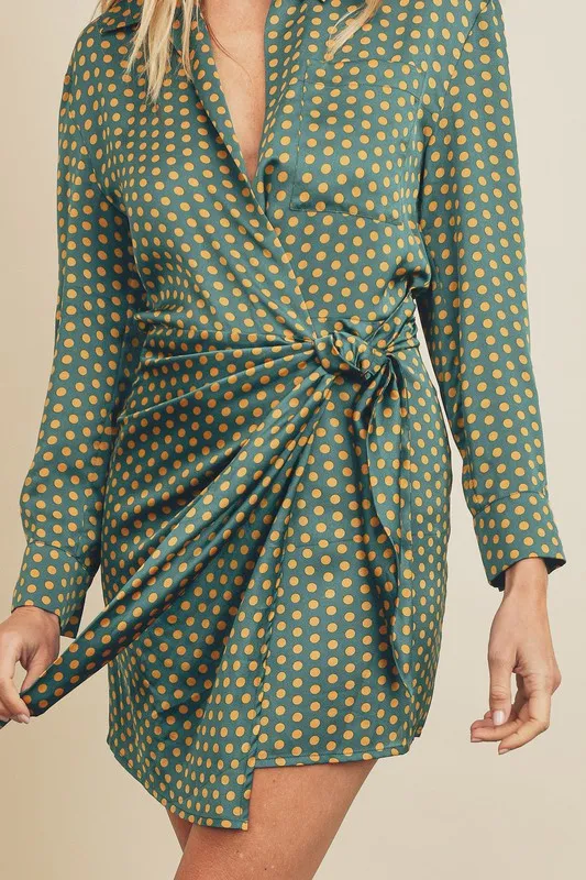 Retro Dot Wrap Dress