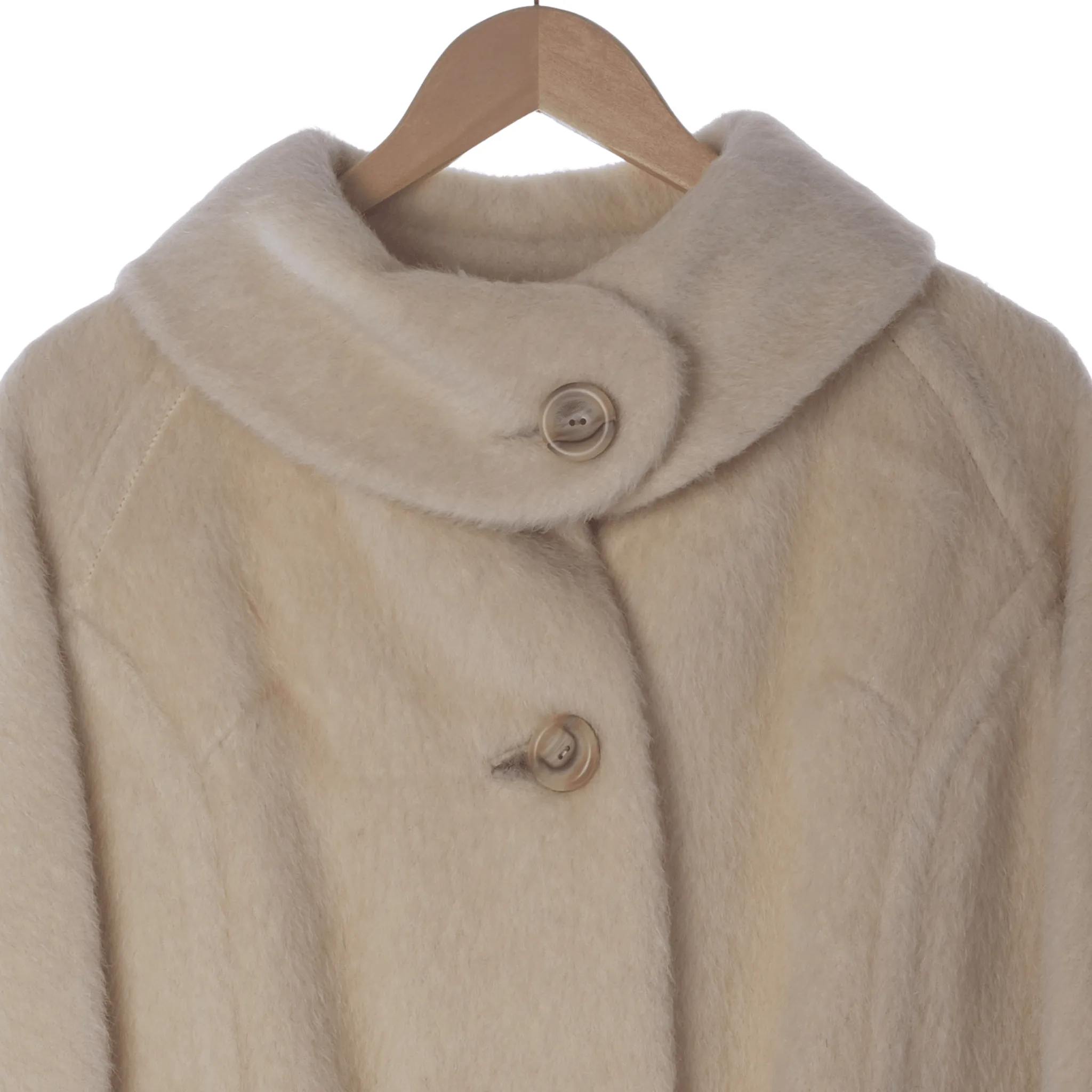 Richards Shops Luxury Mohair Cream Long Sleeved Coat UK Size 20