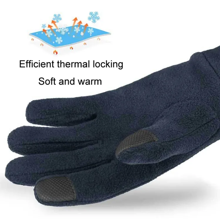 Rocker Fleece Winter Warm Anti-Slip Gloves Outdoor Riding Sports Gloves, Size: L(Navy)